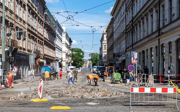 Tramway maintenance in Prague: Újezd, Day 2.