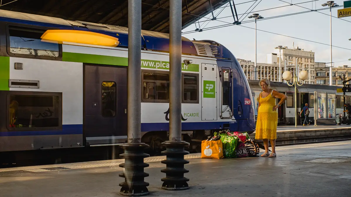 SNCF train to Beauvais, France in Paris Gare du Nord.