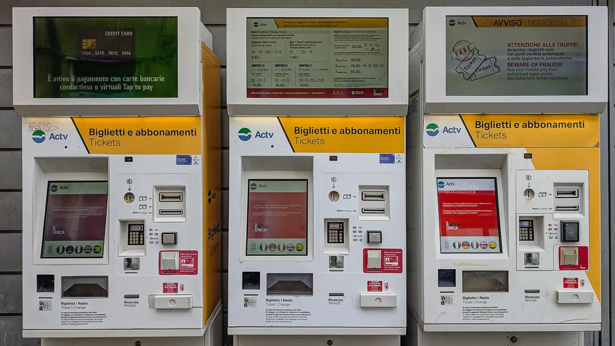 ACTV ticket machines in Venice, Italy.