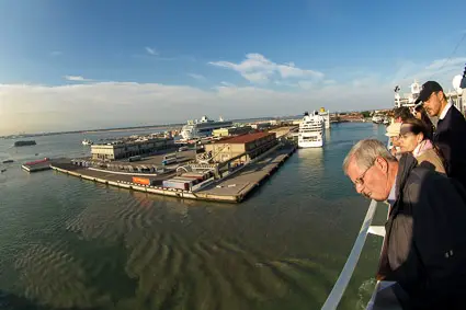 MSC POESIA passengers in Giudecca Canal, Venice