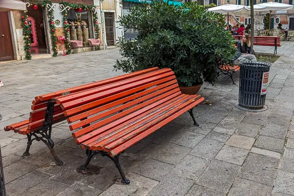 Bench in Campo Santa Maria Nova, Venice, Italy.