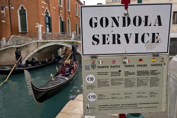 Gondola fares sign in Venice.